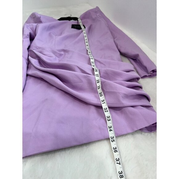 New MAC DUGGAL Size 10 Long Sleeve Mini Dress with Shoulder Pads Lilac *Defect* - Picture 7 of 13